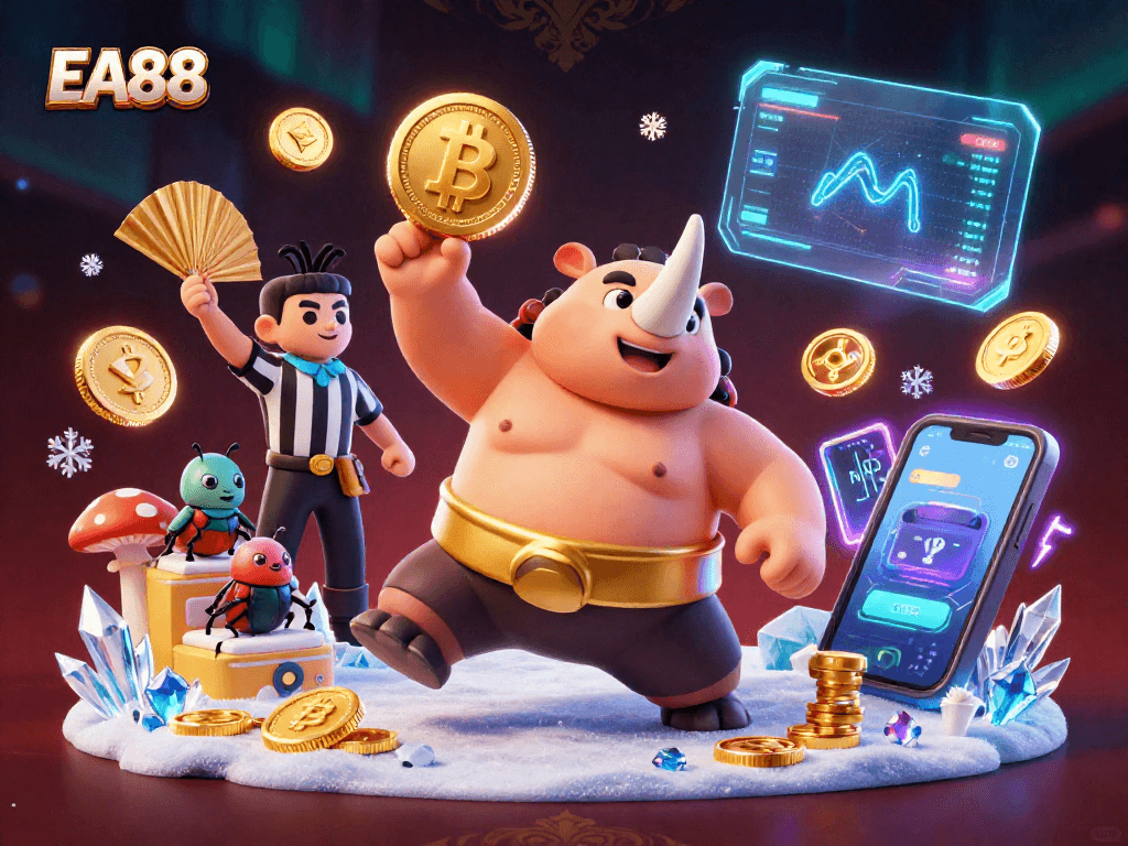 Experience thrilling gaming at EA88 with a rhinoceros beetle sumo champion showcasing excitement and winning potential.