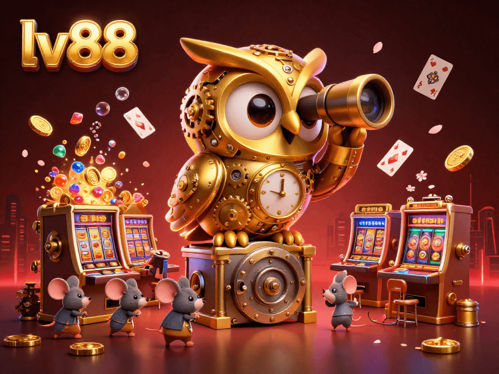 Win big at lv88 with vibrant, animated 3D casino scenes featuring playful characters and exciting game elements.