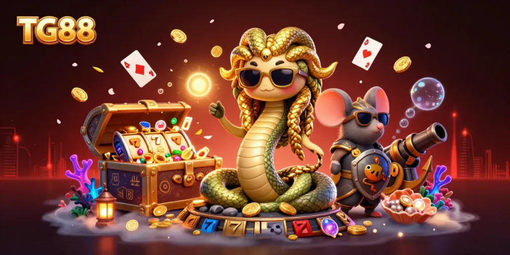 Unleash winning strategies with TG88 casino fun featuring Medusa, treasure, and slot reels.