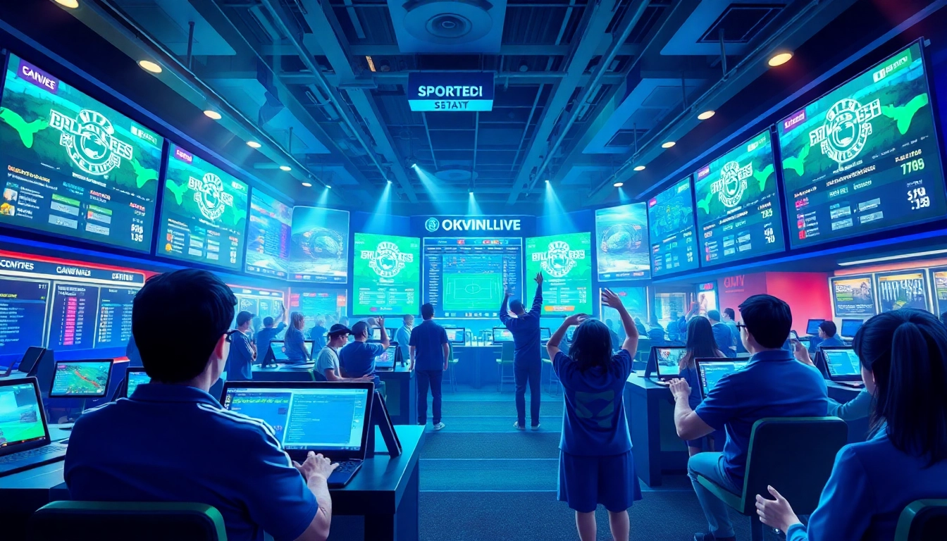 Engaging sports betting scene at okvipwin.live showcasing live odds and casino excitement.